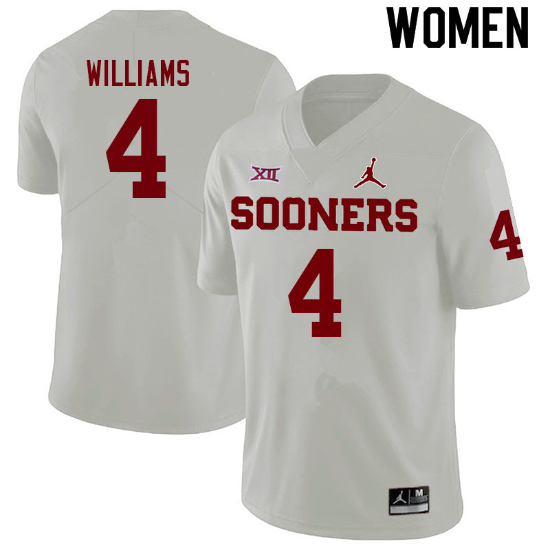 Women #4 Mario Williams Oklahoma Sooners College Football Jerseys Sale-White - Click Image to Close